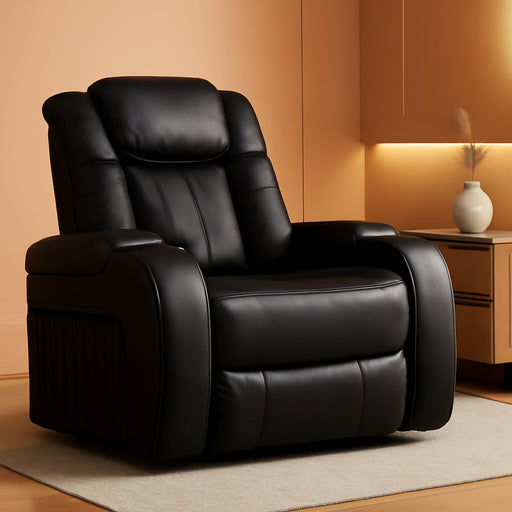 Caveman Den Power Recliner, 39" W X 42" D X 42" H, Black