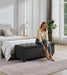 50.8“ Large Ottoman Storage Bench for Bedroom, Oversized Tufted Upholstered Entryway Benches End of Bed, Rectangle Dorm Foot Stool with Safety Hinge & Solid Wood Legs, Loads 660 Lb, Gray