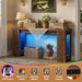 63" Console Table with Outlet, Farmhouse Entryway Table with Colorful LED Lights, Wooden Sofa Table with Unique Carved Design, Foyer Accent Table for Entrance, Hallway, Living Room