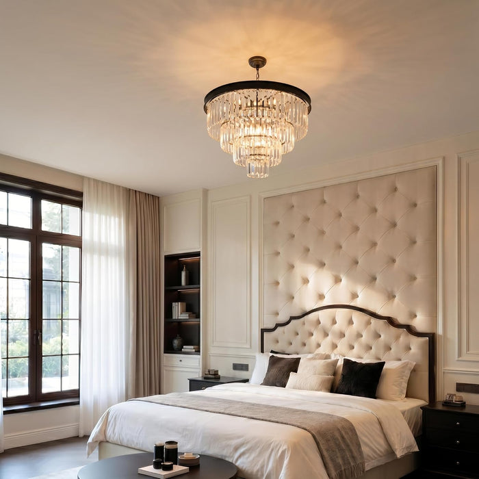 Black Crystal Chandelier FourTier Hanging Ceiling Lamp