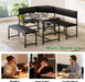 Kitchen Breakfast Nook Table Set with Soft Seat, Corner Dining Table Set for 4-6 People, Dining Room Sets for 4, Space Saving Kitchen Booth Seating with Table for Small Space, Deep Grey