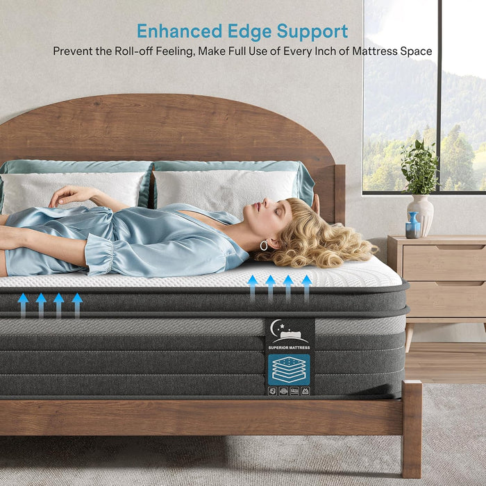 Queen Mattress 10 Inch Hybrid Mattress in a Box, Medium Firm Queen Size Bed Mattresses with Zoned Support, Memory Foam and Pocket Springs for Motion Isolation&Pressure Relief, Certipur-Us