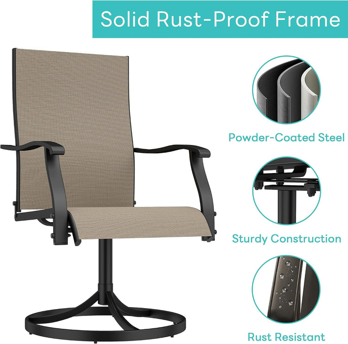Patio Chairs Set of 2, Outdoor Swivel Chairs Set of 2,Khaki