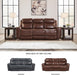 Mighty Moves Transitional Leather Match Power Reclining Sofa with Adjustable Headrest and USB Charging Port, Dark Brown