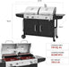 ZH3002N Propane Gas and Charcoal Grill Combo, Dual Fuel BBQ Grill with 2 Side Shelves for Outdoor Patio Garden Backyard Barbecue, 20,000 Btus, Silver & Black