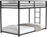 Twin Bunk Bed with Stable Ladder, Twin over Bed Frame with Full-Length Guardrail, Low Platform Bed Frame for Adults, Teens, Boys,Girls, No Box Spring Needed, Black