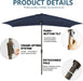 6.5 Rectangular Patio Umbrella Outdoor Deck Umbrella Rectangle Navy | 6 Ribs Frame Rush-Button Tilt Easy Crank. UPF50+ Waterproof Canopy. Works with Outdoor Table, Backyard, Pool.