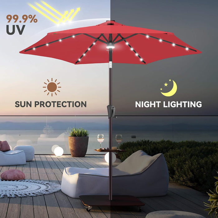 Solar Patio Umbrella with Centre Light, 7.5 Ft Red