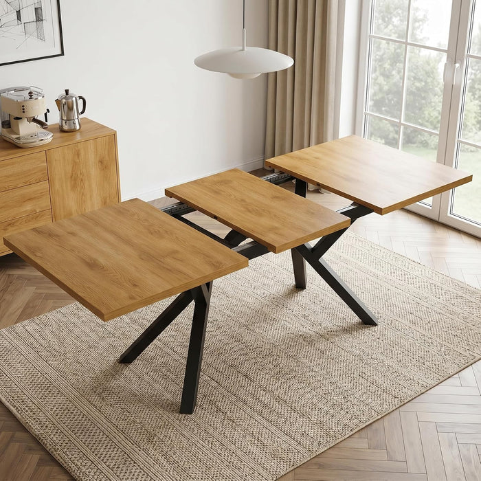 Extendable MDF Dining Table 47.2''-63'' for 4-6 People, Oak