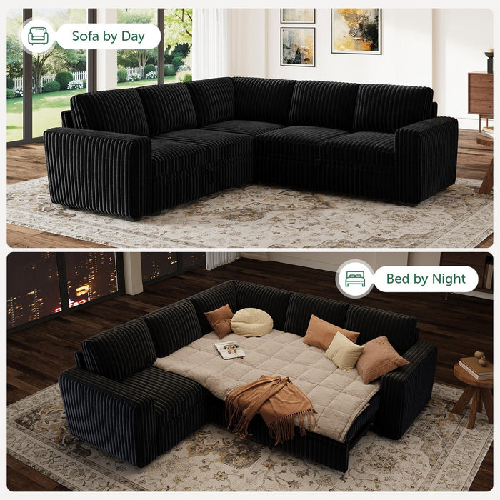 Modular Sleeper Sectional Sofa Charcoal With Storage