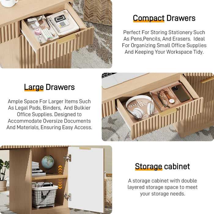 60 Inch Premium Executive Workstation Fluted Drawers