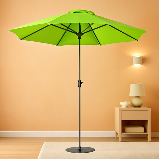 9FT Large Outdoor Patio Umbrella Pool Market Umbrella-Uv Resistant, Easy Push Button Tilt and Crank, 8 Sturdy Ribs Heavy-Duty Table Umbrella for Deck, Backyard, Garden (Lime)