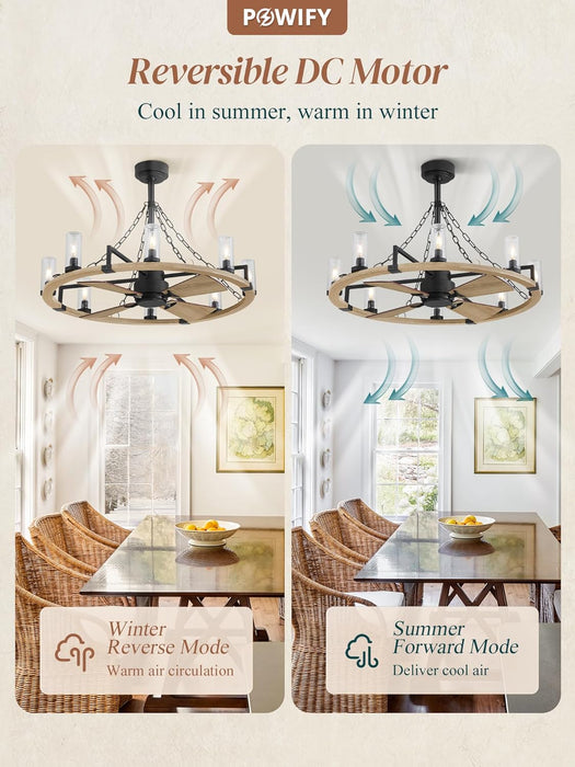 Powrify 36 Inch Industrial Farmhouse CeilingFan Light