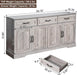 66" Large Sideboard Buffet Cabinet with Storage, Farmhouse Buffet Sideboard | Grey Coffee Bar, Wine Bar, Rustic Kitchen Storage Cabinet with Drawers, Weathered Ash, Ample Storage Space, Adjustable Shelf