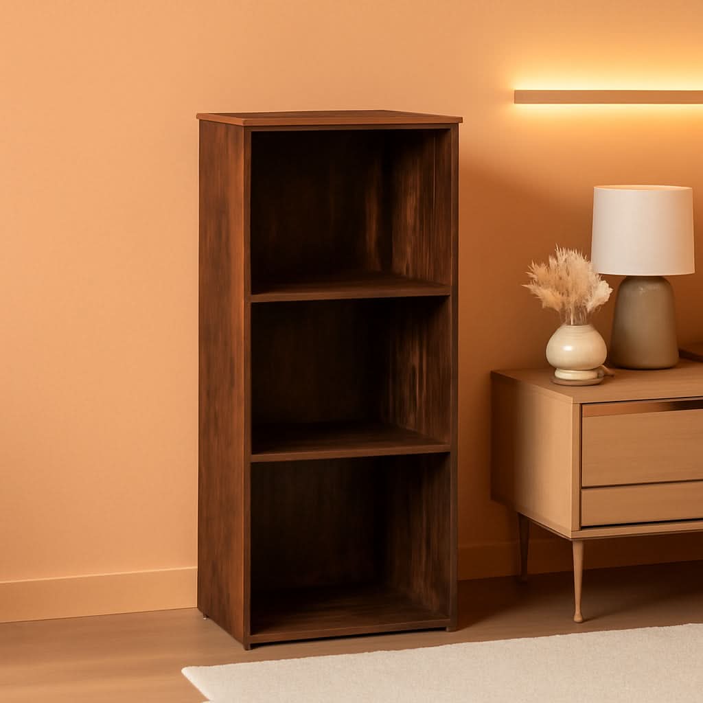 Pasir 3 Tier No Tool Assembly Open Bookcase Amber Pine — ShipItFurniture