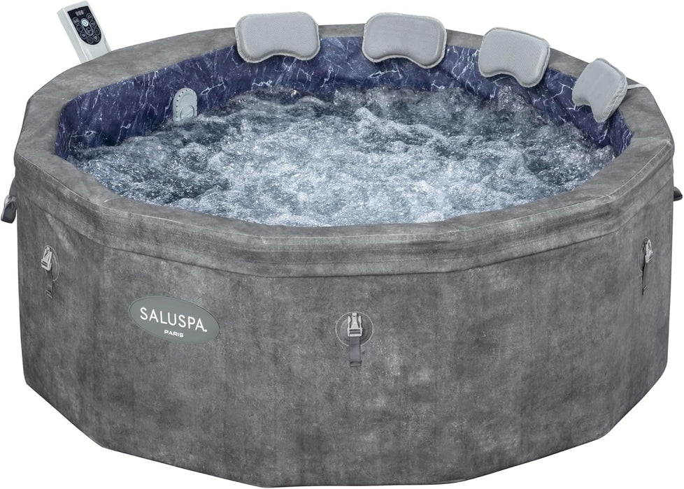 Saluspa Paris Thermacore Ultrafit Smart Airjet Rigid Foam Hot Tub Spa (67" X 25.5") | Fits up to 4-6 Persons | Grey Marble