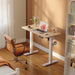 Standing Desk, 32" Small Sit Stand Home Office Desk, Electric Stand up Desk, Adjustable Desk with Splice Board, White Frame/Maple Top
