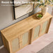 Rattan Arched Door Sideboard Buffet Cabinet, Natural Oak