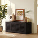 Storage Chest, 47.3” Wooden Toy Box with 2 Safety Hinges, Retro Entryway Shoe Storage Bench with Flip-Top, Sturdy Large Storage Trunk for Living Room, Bedroom, Easy Assembly, Espresso