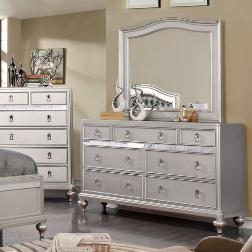 Dzhebel I Contemporary 2-Piece 7-Drawer Dresser and Mirror Set by Rose Gold Light Wood