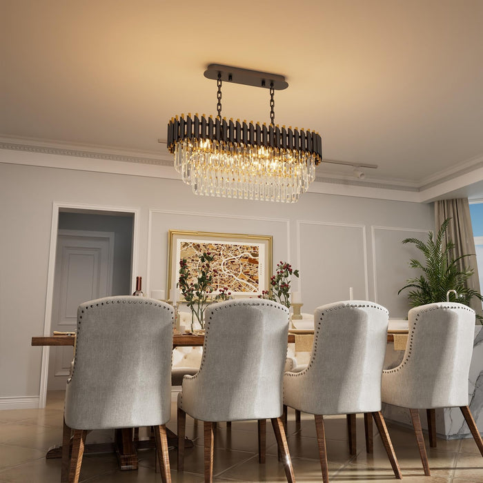 31Inch Black Gold CrystalChandelier PendantLighting