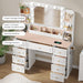 White Premium Illuminated Makeup Vanity With Outlet
