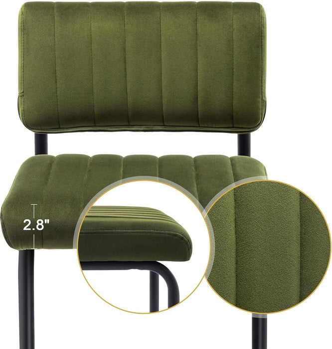 30'' Modern Bar Stools with Tufted Backs, Upholstered Velvet Fabric Bar Height Stools Chairs, Mid Century Cantilever Barstools for Kitchen Island Pub Set of 2