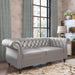 2 Piece Living Room Set, Chesterfield Leather Sofa Couch Chair with Scroll Arms and Nailhead for Living Room, Office (Grey)