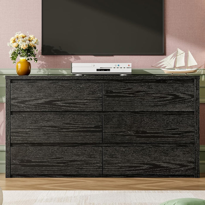 6 Drawer Dresser for Bedroom, Wood Chest of Drawers Handle Free