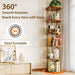 5 Tier Rotating Bookshelf Tower, Revolving Bookcase, 360° round Spinning Book Shelf, Narrow Swivel Bookshelves Vertical Turning Corner Bookshelf Organizer for Bedroom, Living Room, Gold & Brown