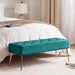 Modern Velvet Bench Ottoman, Upholstered Bedroom Benches Footrest Stool Button-Tufted Table Bench Dining Bench with Gold Metal Base for Entryway Dining Room Living Room Bedroom, Atrovirens