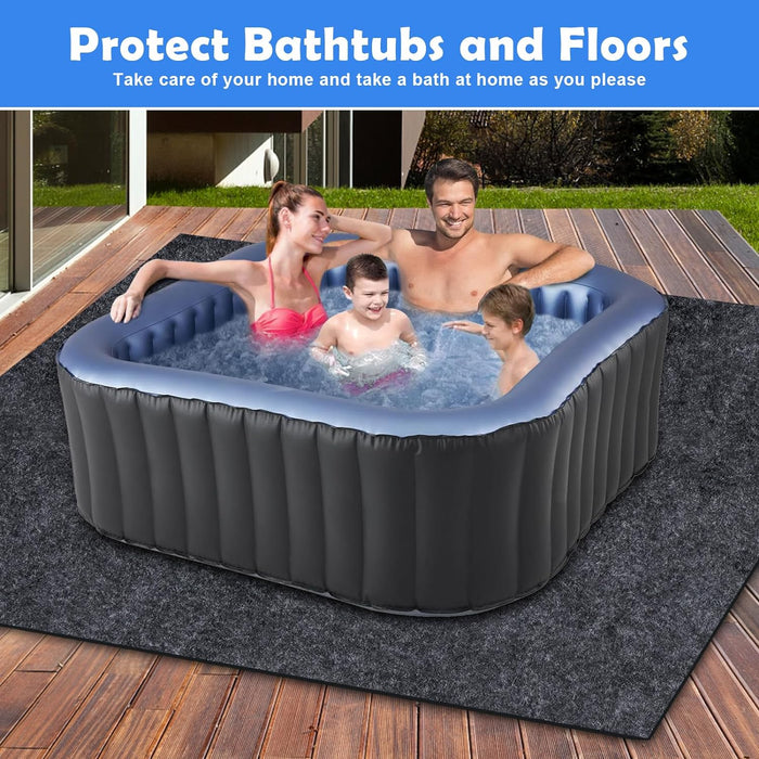 80 * 80 Inch round Hot Tub Mat, Extra Large Inflatable Hot Tub Pad Outdoor Indoor, Waterproof Slip-Proof Backing, Absorbent Spa Pool Ground Base Flooring Protector Mat for Hot Tub, Deck