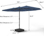 15FT Patio Umbrella with Solar Light Bar, Large Double-Sided Outdoor Table Umbrella with Base, Crank, Steel Ribs and Pole for Patio, Beach Sun Umbrellas for Backyard, Poolside, Navy Blue