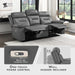 Power Double Recliner Sofa, Top Grain Leather Match Reclining Sofa with Pillow Top Armrests, Home Theater Seating, Wall Hugger Recliner Couch with USB Port, 87" W, Dark Gray