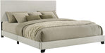 Home Furnishings - Dorian - Fabric Upholstered Wood Panel Bed with Padded Headboard, Wood Legs and Transitional Style - Bedroom - California King Size - Cream - 300852KW