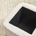 Linley Contemporary Small Storage Bouclé Ottoman with Wood Legs, Ivory