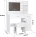 Vanity Desk with Mirror and LED Lights,Vanity Desk with 3 Drawers & 3 Storage Shelves,Vanity Table with Chair,Three Adjustable Lighting Modes,Bedroom Vanity,White