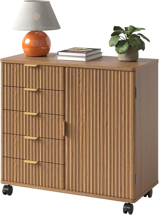 Five Drawer Wooden File Cabinet With AdjustableShelf