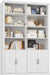42" W Double Bookcase and Bookshelf with Doors, White | 72" Tall, Large Bookcase, Open Shelves & 6-Tier Storage Cabinets, for Home Office, Living Room, Library