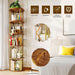 5 Tier Rotating Bookshelf Tower, Revolving Bookcase, 360° round Spinning Book Shelf, Narrow Swivel Bookshelves Vertical Turning Corner Bookshelf Organizer for Bedroom, Living Room, Gold & Brown