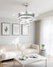 42 Inch Retractable Ceiling Fans with Lights and Remote, Modern Chandelier Fandelier Ceiling Fans, Quiet Reversible DC Motor, 6 Speeds, 3 Color Dimmable LED for Bedroom Living Room (Silver)