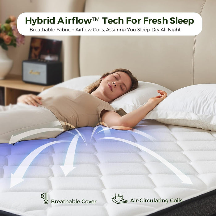 Twin Mattress10 Inch: Medium Firm Hybrid Twin Size Mattress for Contour Comfort, Spine Support, Pressure Relief, Memory Foam and Zoned Pocket Springs Twin Bed Mattress in a Box, Certipur-Us