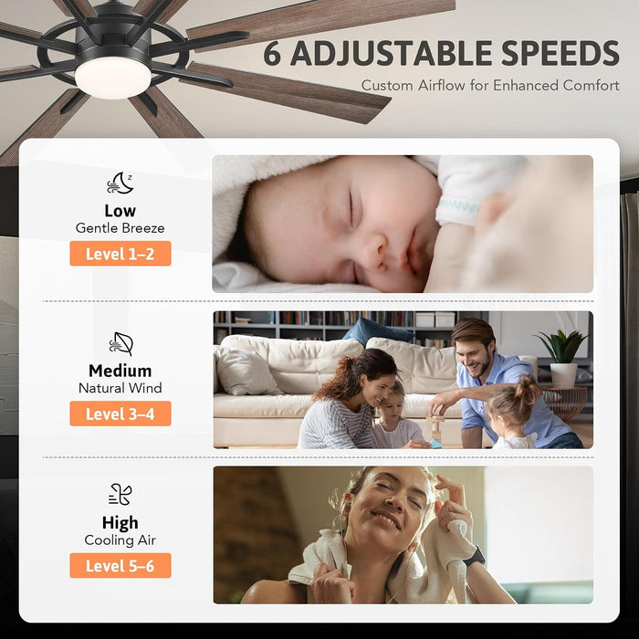 Black 60 Inch Farmhouse Ceiling Fan With Controllers