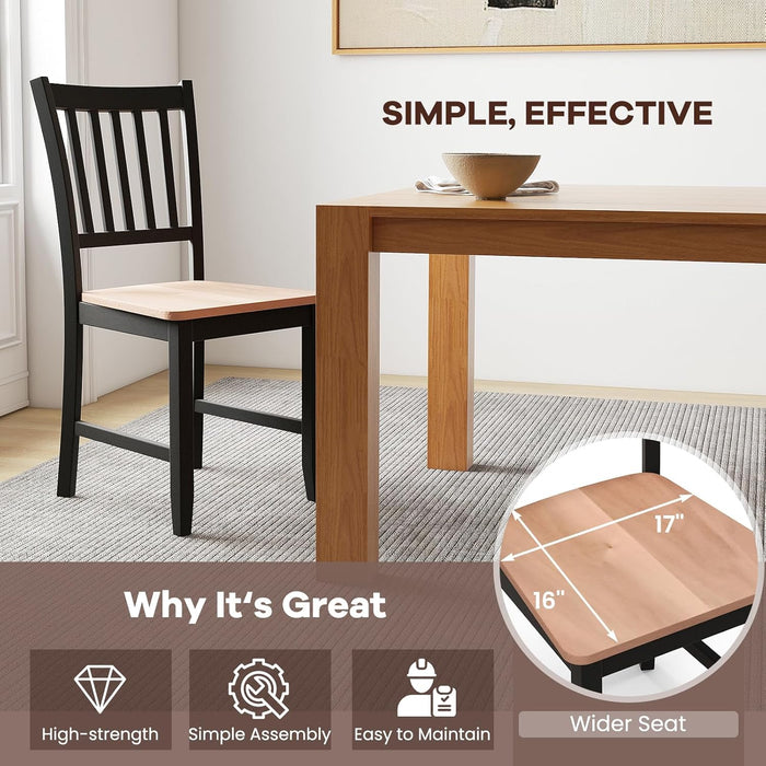 Wood Dining Chairs Set of 4, High Back Kitchen Chairs with Solid Rubber Wood Legs, Non-Slip Foot Pads, Max Load 300 Lbs, Farmhouse Seat Dining Room Chairs