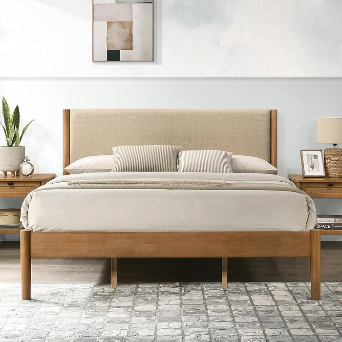 Vichy Rubberwood Platform Bed in Light Walnut, King
