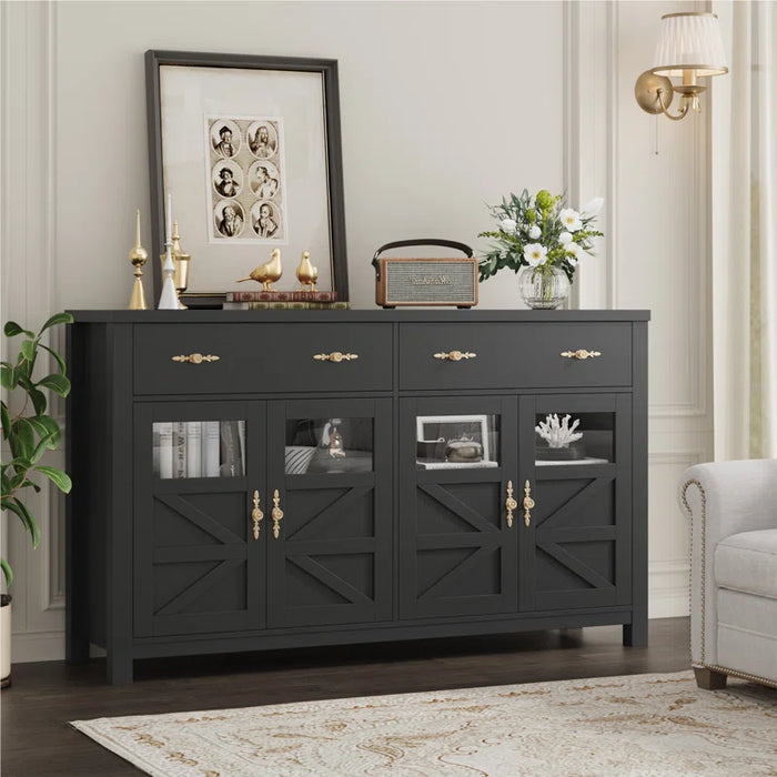 Nostrand 55.1"W Accent Cabinet with 3 Drawers and Adjustable Shelves