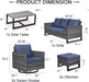 6 Piece Wicker Patio Furniture Set - Outdoor Swivel Rocker Chairs Set with Coffee Table, 3 Seat Sofa & Ottomans, Small Patio Conversation Sets Proch Furniture for Balcony Deck - Grey/Blue