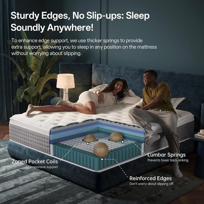 King Mattress, 14 Inch Medium Firm Hybrid with Motion Isolation