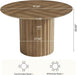47-Inch round Dining Table for 4-6, Modern Kitchen Table with Fluted Pedestal Base, Farmhouse Wood Dinner Furniture for Dining Room, Kitchen & Living Room, Brown