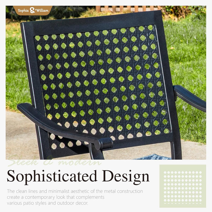 Patio Table and Chairs Set, Outdoor Dining Set for 4, 5 Piece Metal Patio Furniture, 37" Black Square Table(Beehive)